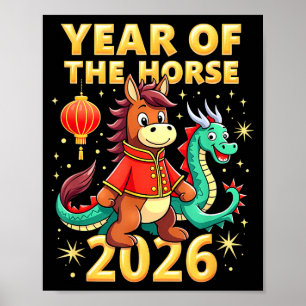 Chinesisches Neujahr 2026 Jahr des Pferdes Poster