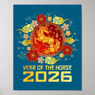 Chinesisches Neujahr 2026 Jahr des Pferdes Poster