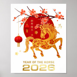 Chinesisches Neujahr 2026 Jahr des Pferdes Poster