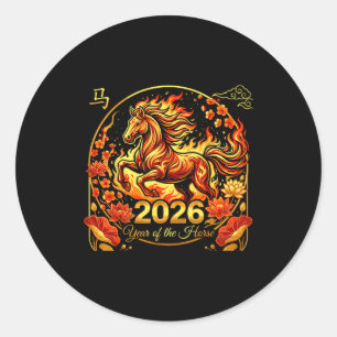 Chinesisches Neujahr 2026 Jahr des Pferdes Runder Aufkleber