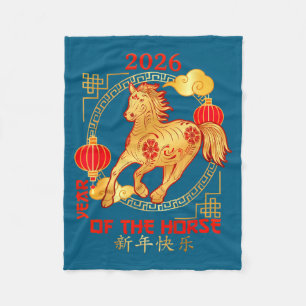 Chinesisches Neujahr 2026 Neujahr des Pferdes Fleecedecke