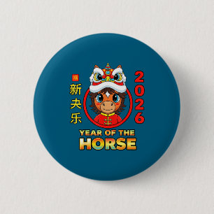 Chinesisches Neujahr 2026 Pferd Design Button
