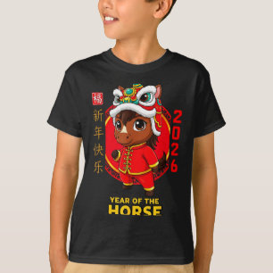 Chinesisches Neujahr 2026 Pferd Design T-Shirt
