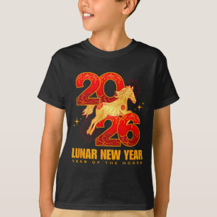 Chinesisches Neujahr 2026 Pferd Kunstwerk T-Shirt