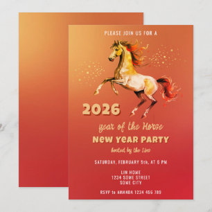 Chinesisches Neujahr 2026 Pferd Neujahrsfeier Einladung