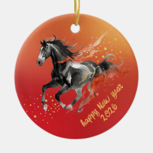 Chinesisches Neujahr 2026 Pferd Tinte Neujahr Keramik Ornament