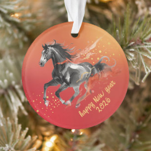 Chinesisches Neujahr 2026 Pferd Tinte Neujahr Ornament