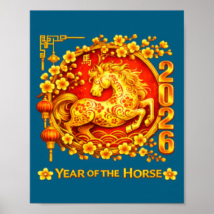 Chinesisches Neujahr der Frauen 2026 Jahr des Pfer Poster