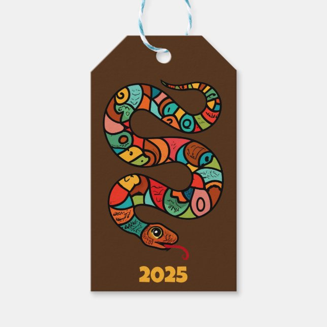 Chinesisches Neujahr der grünen Holzschlange 2025 Geschenkanhänger (Vorderseite)