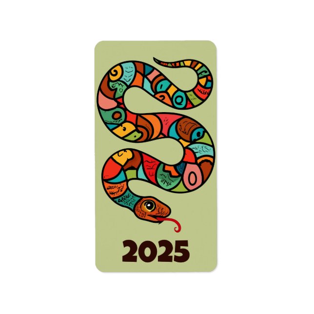 Chinesisches Neujahr der Holzschlange 2025 Adressaufkleber (Vorne)