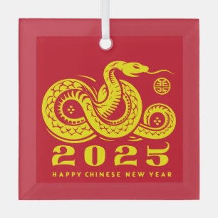 Chinesisches Neujahr der Schlange 2025 Traditionel Ornament Aus Glas