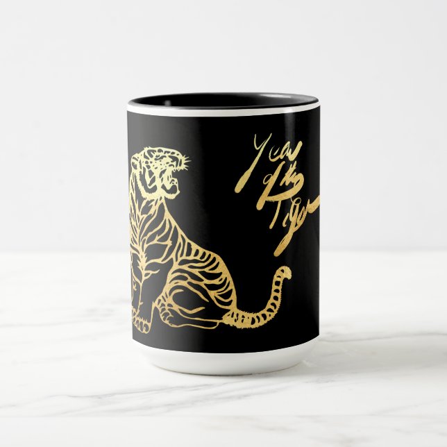 Chinesisches Neujahr der Tiger-Monogramm-Tasse Tasse (Zentrum)