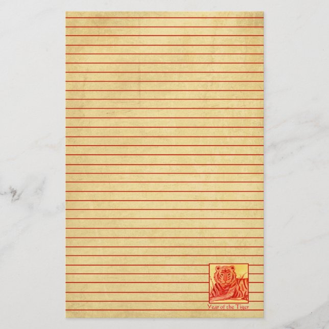 Chinesisches Neujahr der Tiger Wildlife Red Lined Briefpapier (Vorderseite)