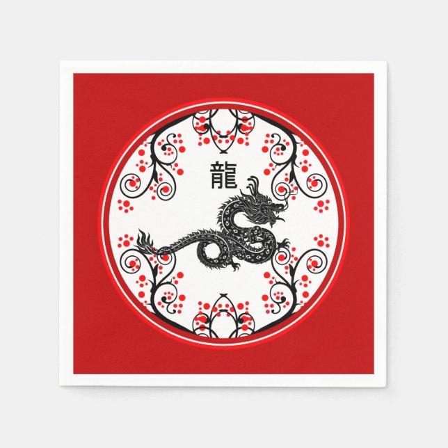Chinesisches Neujahr des Drachen und der Roten Blü Serviette (Vorderseite)