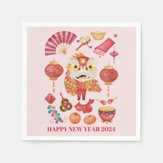Chinesisches Neujahr des Drachenpapiers Napkins Serviette (Vorderseite)