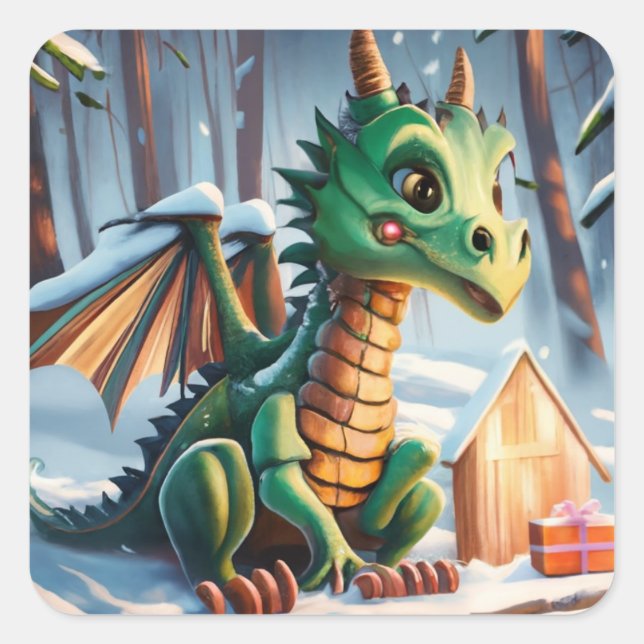 Chinesisches Neujahr des Dragon Sandstone Unterset Quadratischer Aufkleber (Vorderseite)