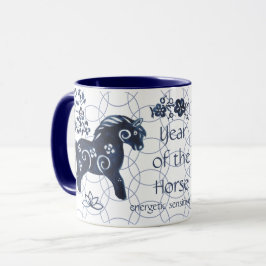 Chinesisches Neujahr des Horse Blue Zodiac Artisti Tasse