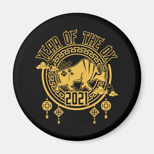 Chinesisches Neujahr des Ochs 2021 Magnet (Vorne)
