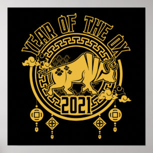 Chinesisches Neujahr des Ochs 2021 Poster