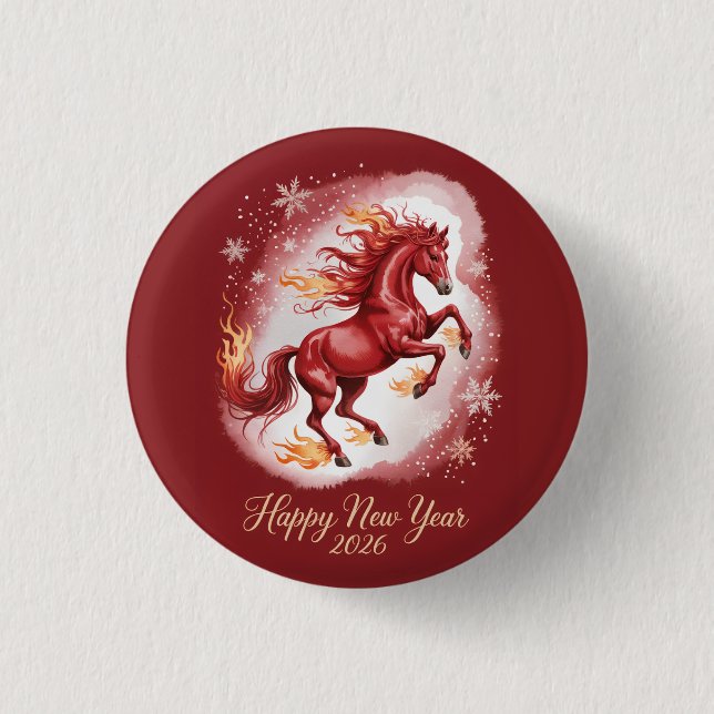 Chinesisches Neujahr des Pferdes 2026 Button (Vorderseite)