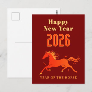 Chinesisches Neujahr des Pferdes 2026  Postkarte