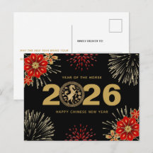 Chinesisches Neujahr des Pferdes in Schwarz-Gold