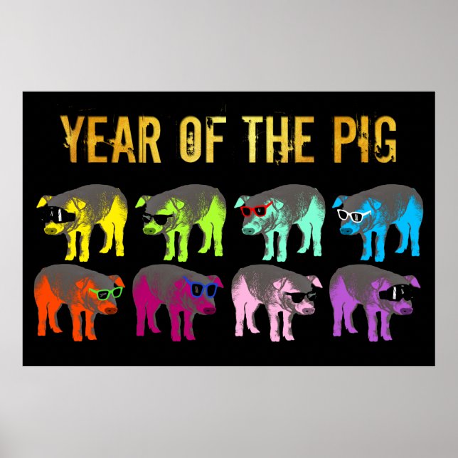 Chinesisches Neujahr des Pig Pop Gold L Poster (Vorne)