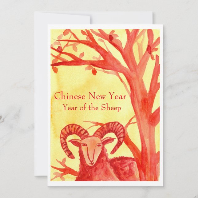 Chinesisches Neujahr des Roten Party der Schafe Einladung (Vorderseite)