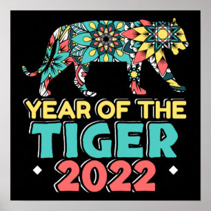 Chinesisches Neujahr des Tiger 2022 - Mandala Poster