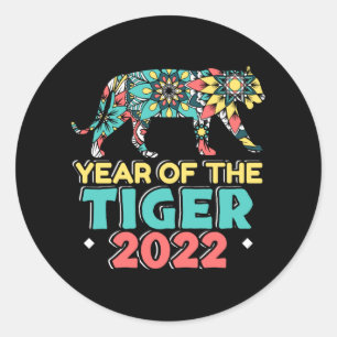 Chinesisches Neujahr des Tiger 2022 - Mandala Runder Aufkleber