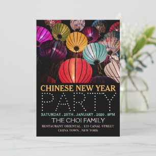 Chinesisches Neujahr, farbenfrohe Laternen Einladung