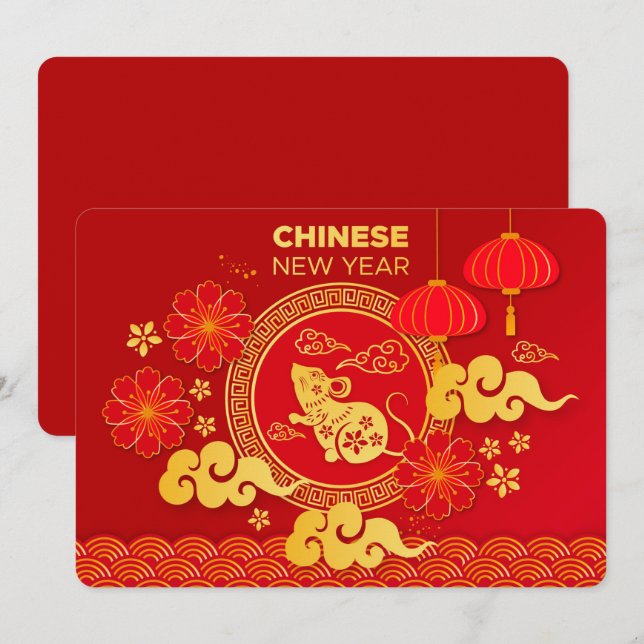 Chinesisches Neujahr Feiertagskarte (Vorne/Hinten)