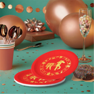 Chinesisches Neujahr Gold 2026 Pappteller