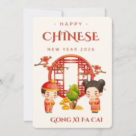 Chinesisches Neujahr Gong Xi Fa Cai 2026 Feiertagskarte
