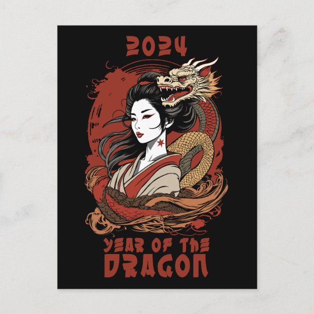 Chinesisches Neujahr | Jahr 2024 des Drachen Postkarte (Vorderseite)