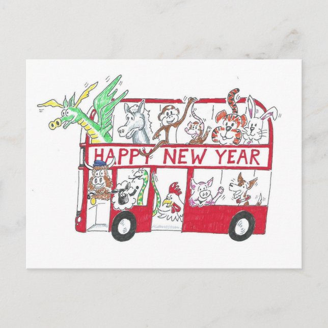 Chinesisches Neujahr - Jahr des Ochsen Postkarte (Vorderseite)