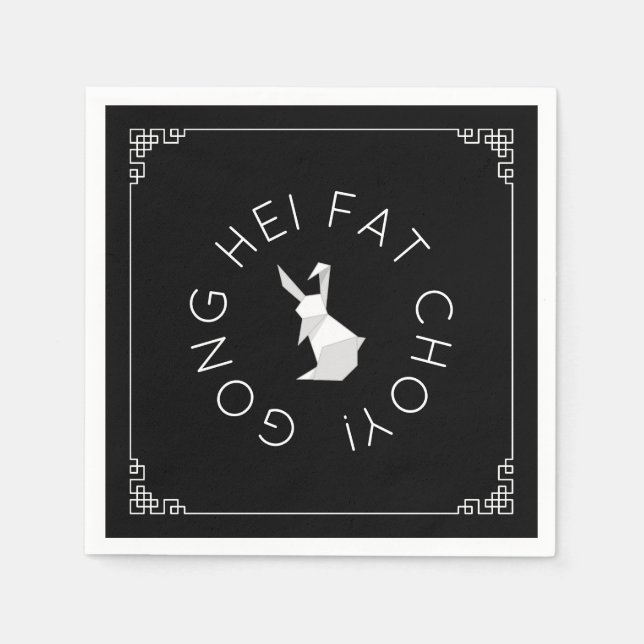 Chinesisches Neujahr Origami Rabbit Napkins Serviette (Vorderseite)