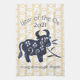 Chinesisches Neujahr Ox Zodiac Animal Minimal 2021 Geschirrtuch