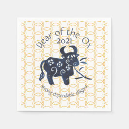 Chinesisches Neujahr Ox Zodiac Animal Minimal 2021 Serviette