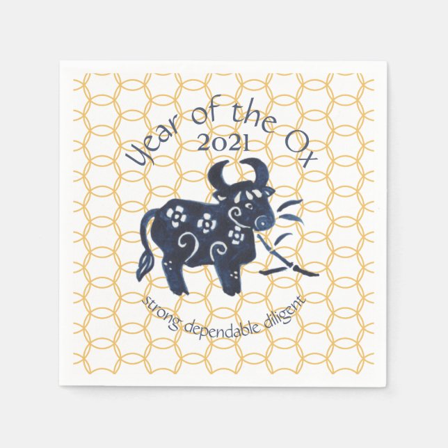 Chinesisches Neujahr Ox Zodiac Animal Minimal 2021 Serviette (Vorderseite)