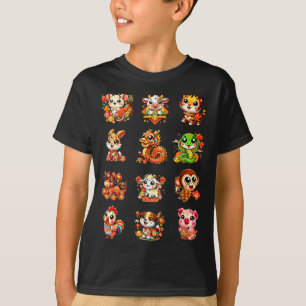 Chinesisches Neujahr Süß 12 Tierkreiszeichen Lunar T-Shirt