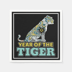Chinesisches Neujahr - Zodiac White Tiger Serviette