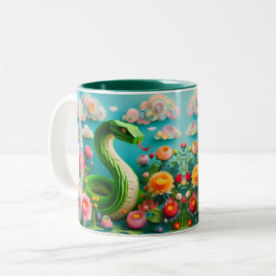 Chinesisches Neujahrs grüne Schlange 2025 2TM3 Zweifarbige Tasse
