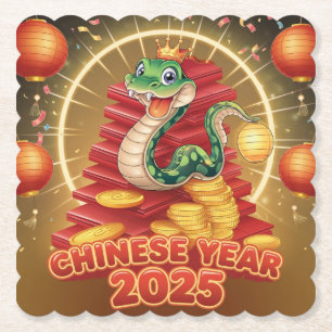 Chinesisches Neujahrs-Holzschlange Untersetzer