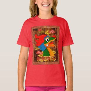 Chinesisches Neujahrs-Papierdrachen-Holz-Rot-Gold T-Shirt