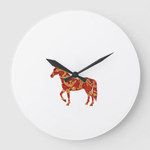 Chinesisches Neujahrs-Pferd mit Drache und Phönix Große Wanduhr