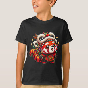 Chinesisches Neujahrs-Rotpanda-Drachen-Tanz T-Shirt