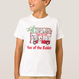 Chinesisches Neujahrs-T-Shirt mit Bus im Jahr des T-Shirt