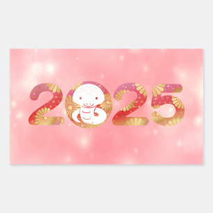 Chinesisches Neujahrsdesign 2025 Rechteckiger Aufkleber