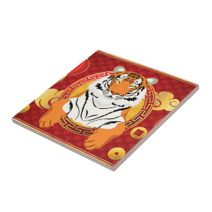 Chinesisches Neujahrsdesign mit Tiger Fliese